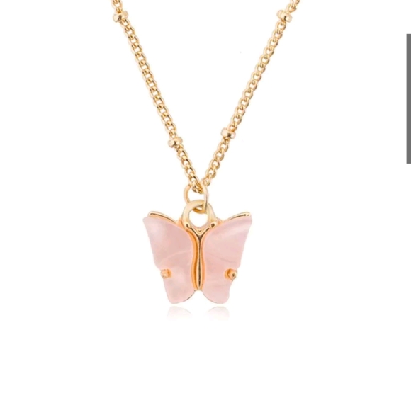 Jewelry - New light pink butterfly necklace & earrings